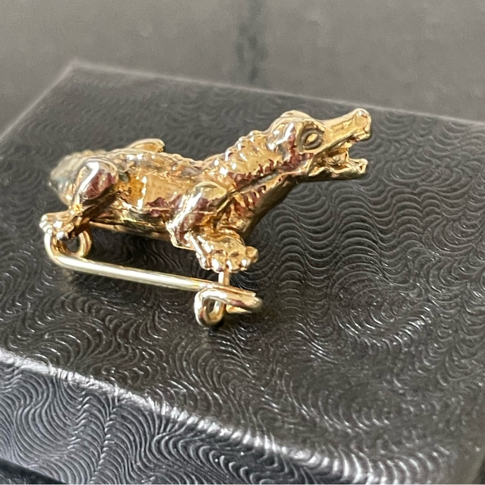 *SOLD* Rare Vintage Gold Vermeil Alligator Crocodile Lizard Reptile Brooch Pin - Picture 9 of 14